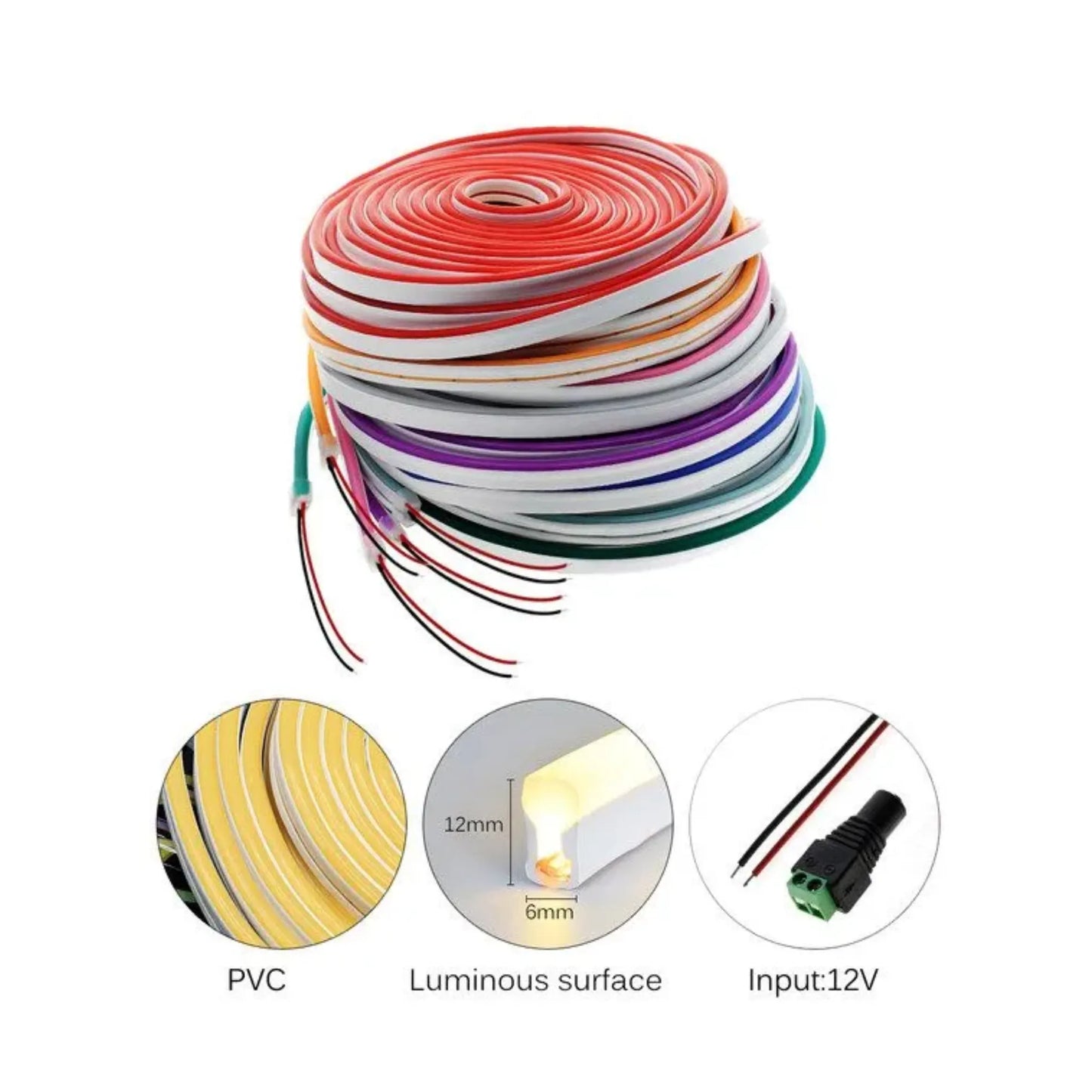 Neon light strip 5m waterproof 12v - with free Adapter