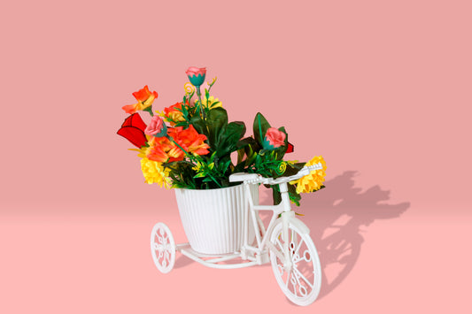 Handmade Flower Vase Bicycle Bike Flower Basket Home Garden Wedding Decoration Flower Vase Pots with Imported Flowers