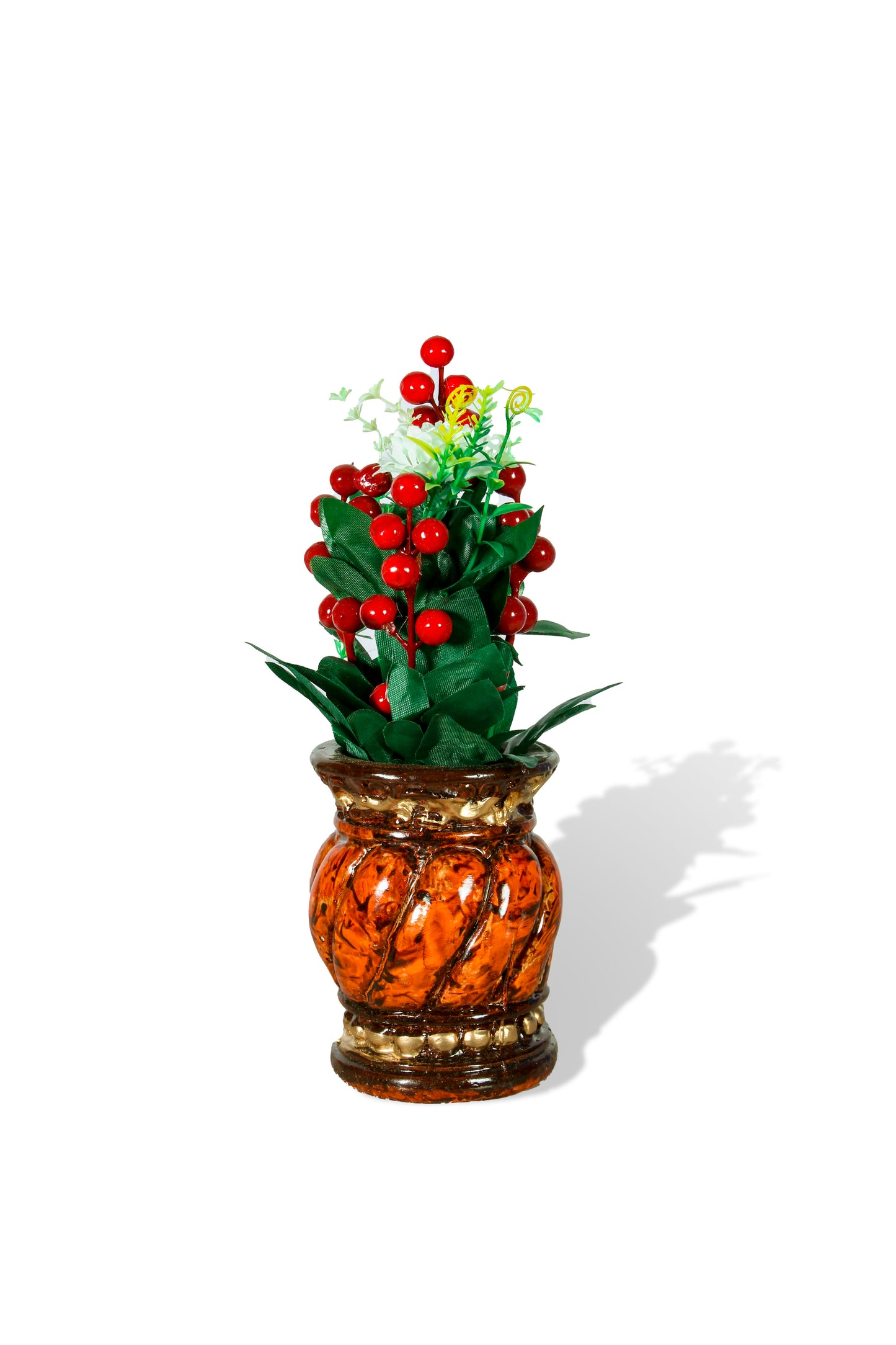 Elegant Ceramic Vase with Artificial Flowers & Cherries