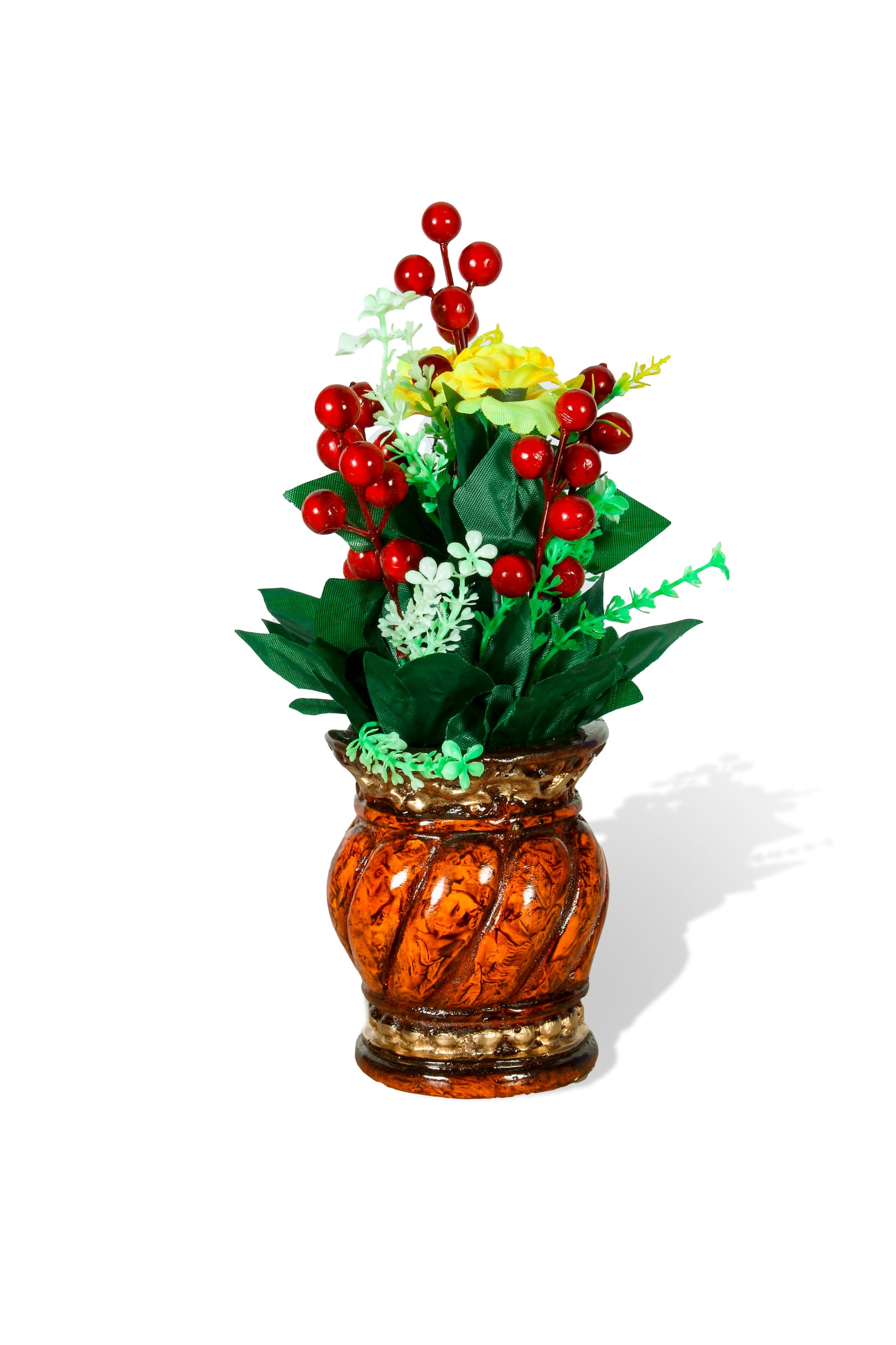 Elegant Ceramic Vase with Artificial Flowers & Cherries