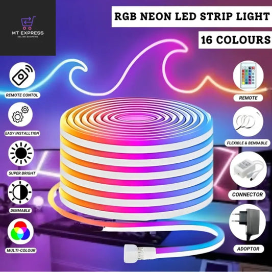 5m RGB Neon LED Strip Kit - Waterproof, Flexible, with Remote - 12V