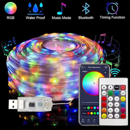 Smart APP-Controlled LED String Lights 10m - USB & Indoor/Outdoor Decor